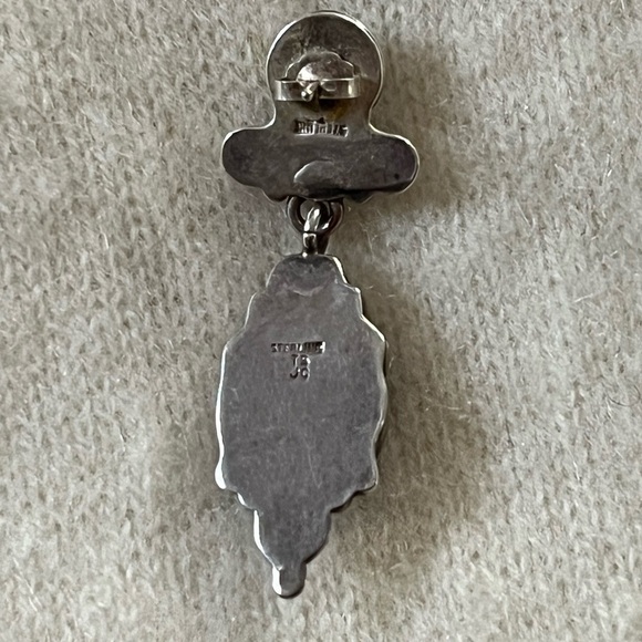 Vintage Sterling Silver Black Onyx Dangle Post Back Single Earring 80’s 90’s - Picture 2 of 8